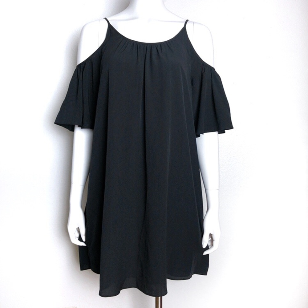 French Connection Black Cold Shoulder Loose Dress